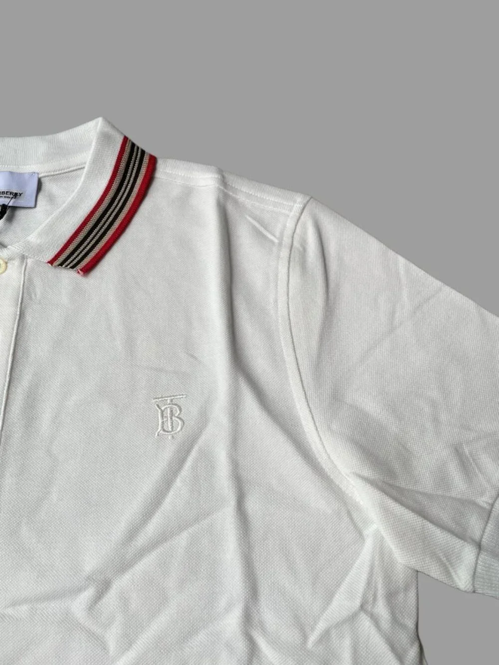 Burberry Men's White Cotton Polo Shirt XXL